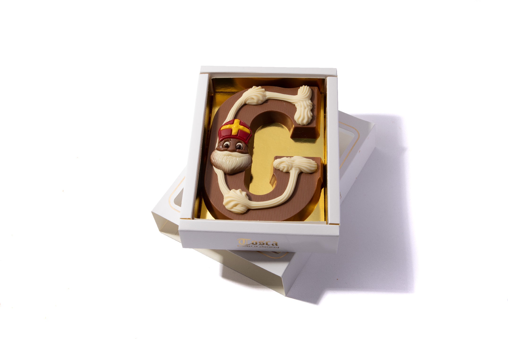 Gedecoreerde chocoladeletter G - Chocoladeletterkopen.nl