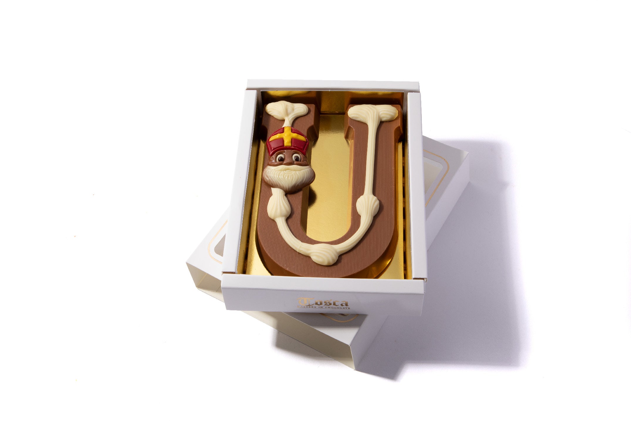 Gedecoreerde chocoladeletter U - Chocoladeletterkopen.nl
